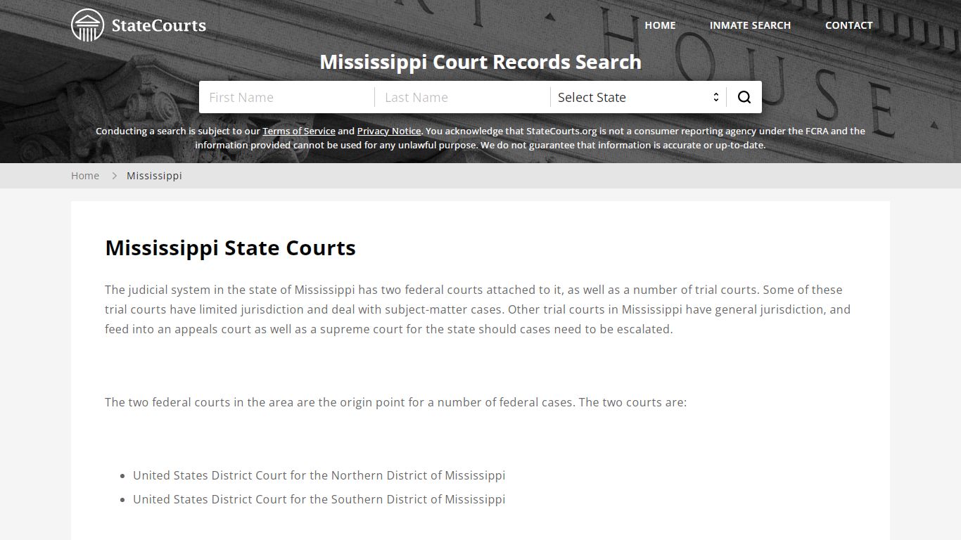 Mississippi Court Records - MS State Courts